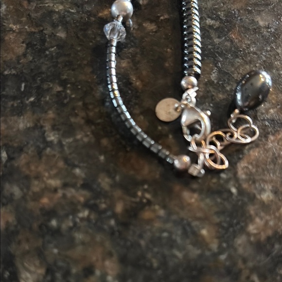 Emily Ray Silver and Gray Necklace with Intricate Beadwork Sterling 925 - Picture 3 of 3